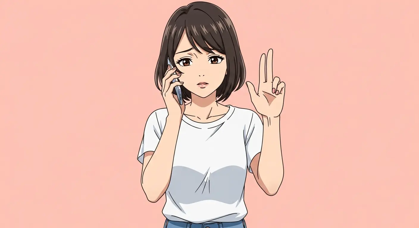 電話で相手の話に真剣に耳を傾ける女性。