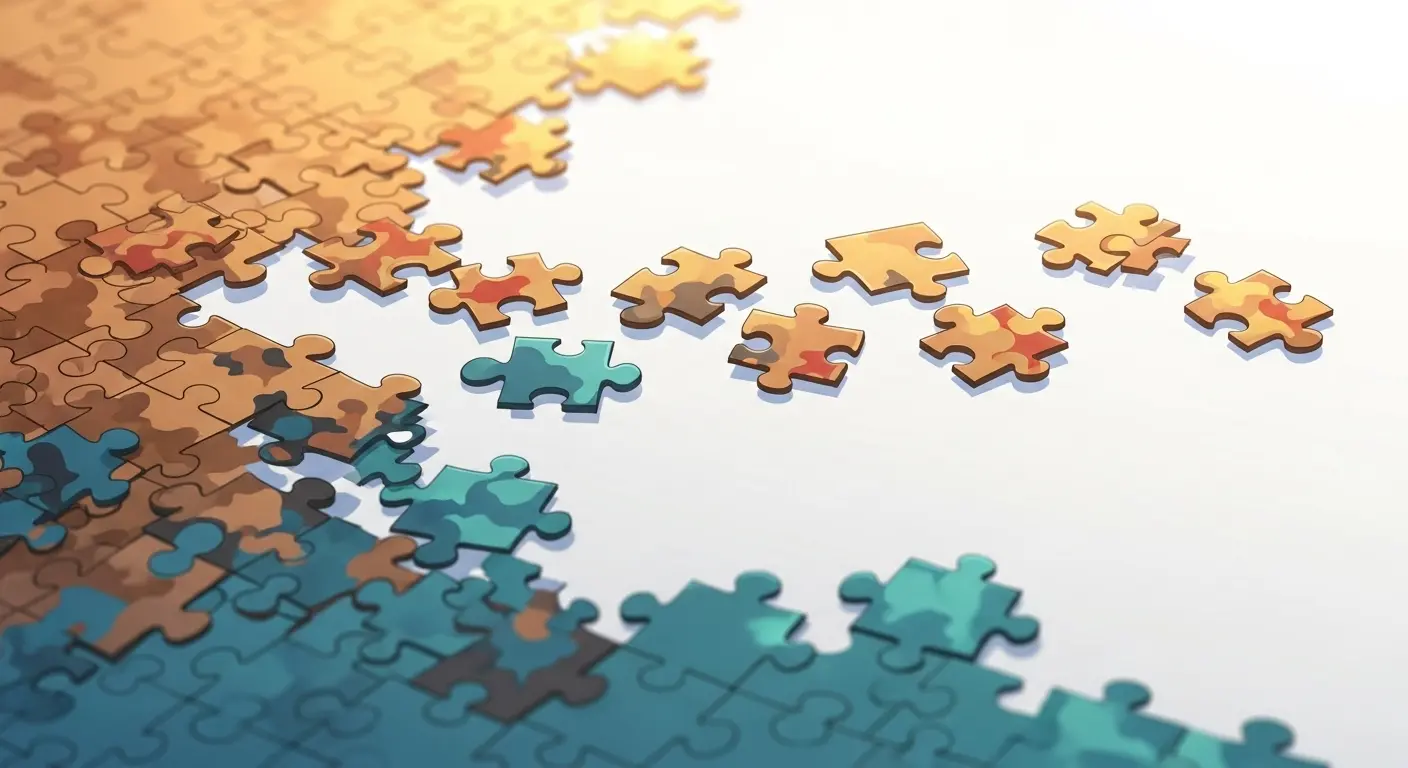 パズルが完成に近づいている様子。状況の見極め。