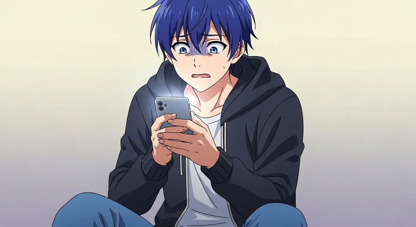 焦って電話をかけすぎている男性。
