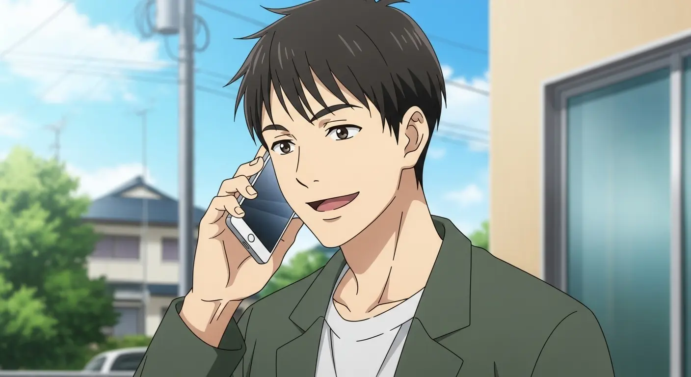 友達として気軽に電話をしている男性。