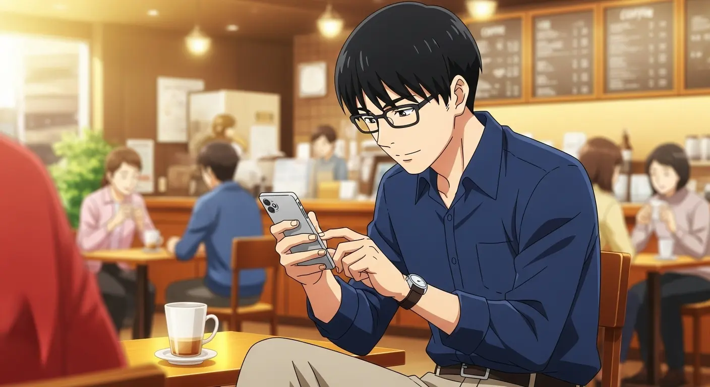 LINEと電話の両方で積極的にコミュニケーションをとる男性。