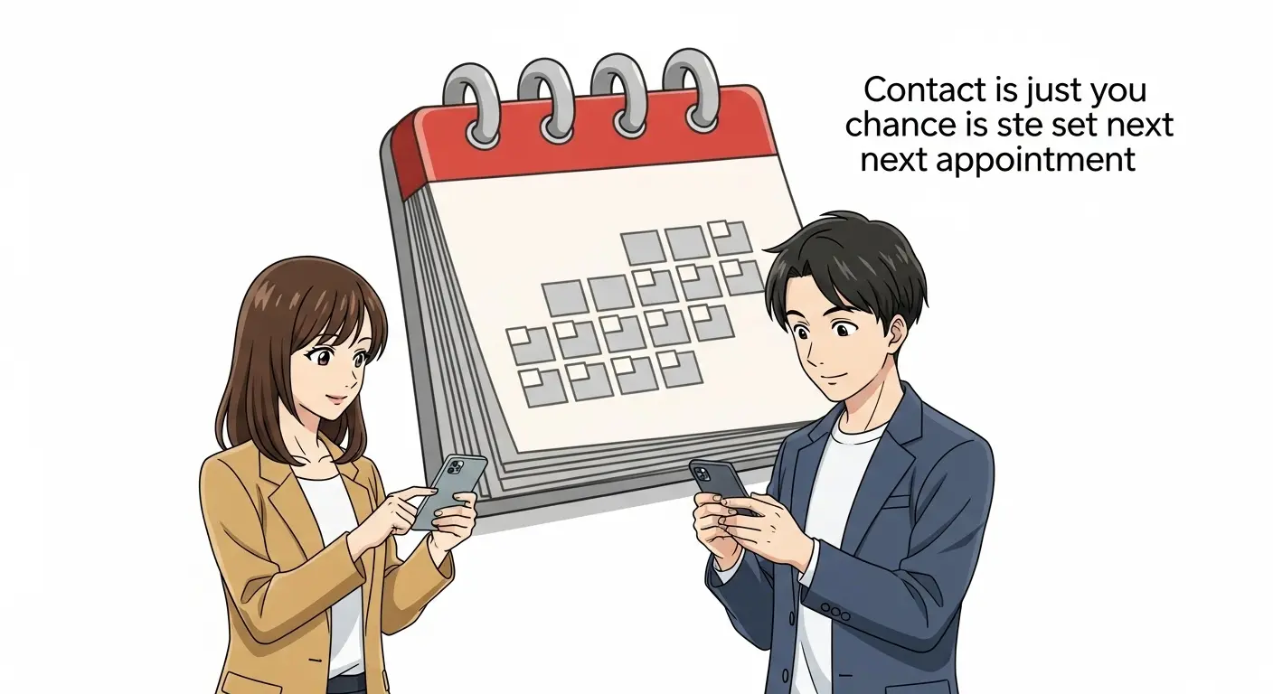 LINEとカレンダーのアイコン。連絡をきっかけと捉える。