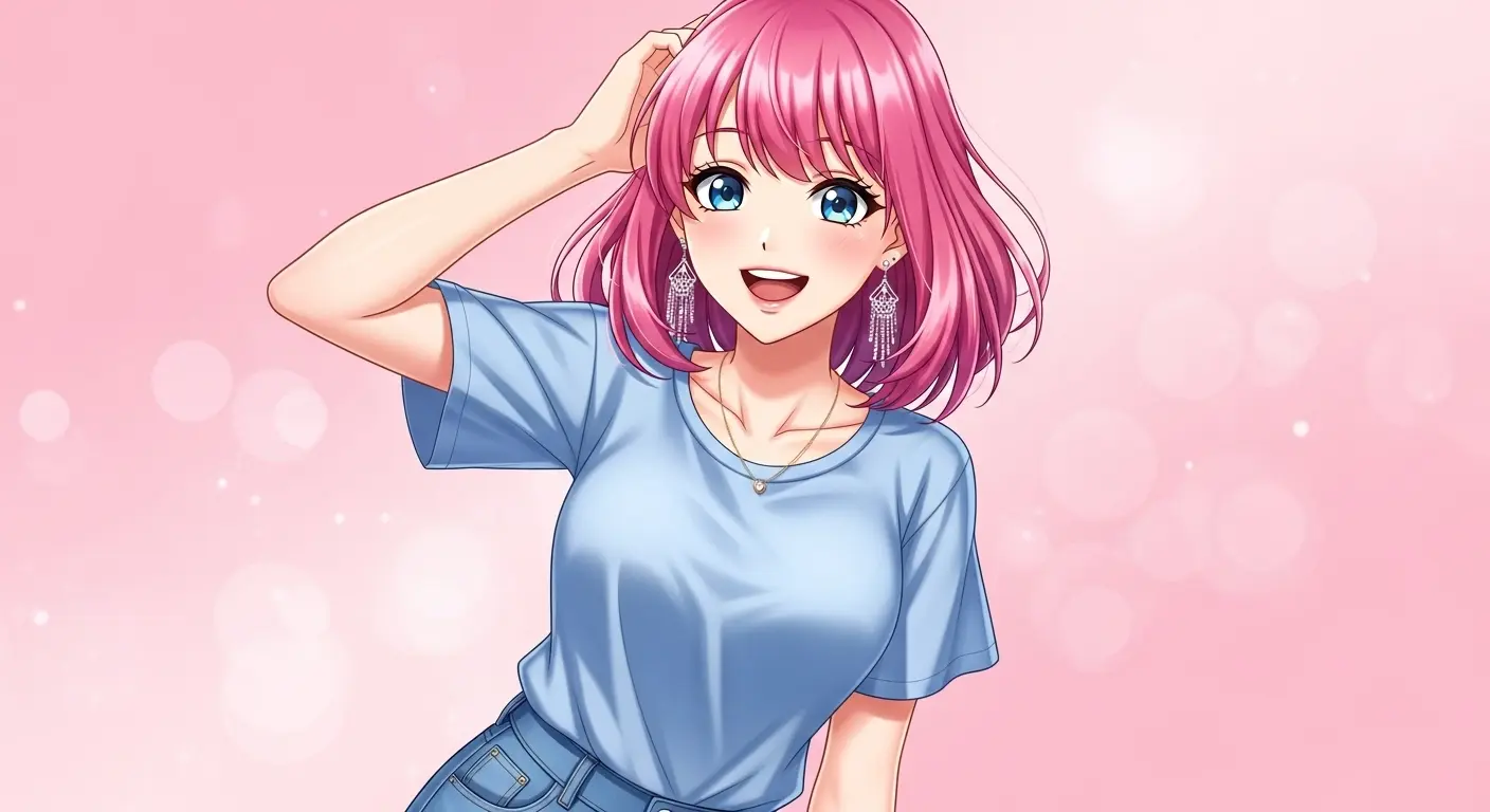 私服に合わせたアクセサリーをつけた女性