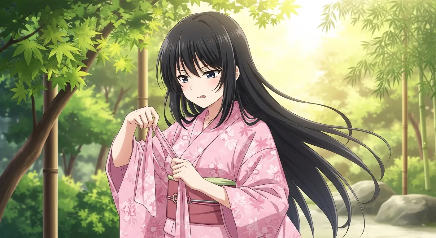 浴衣の着崩れに困る女性