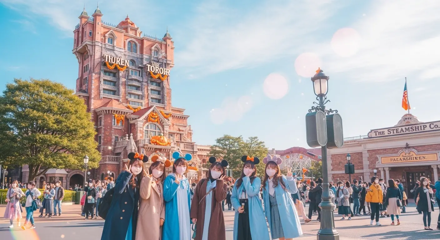 11月のディズニーにおすすめの服装(冬のコートとマフラー)