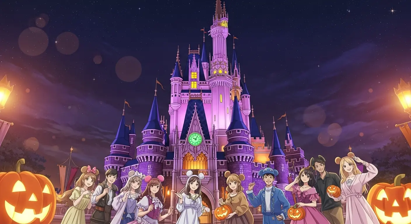 10月のディズニーハロウィンを楽しむグループの服装(仮装)