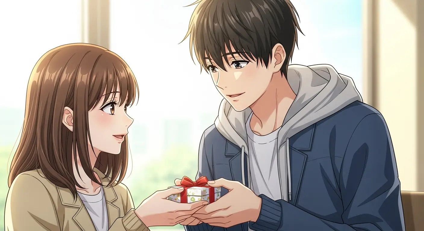 小さなプレゼントを渡す男の子