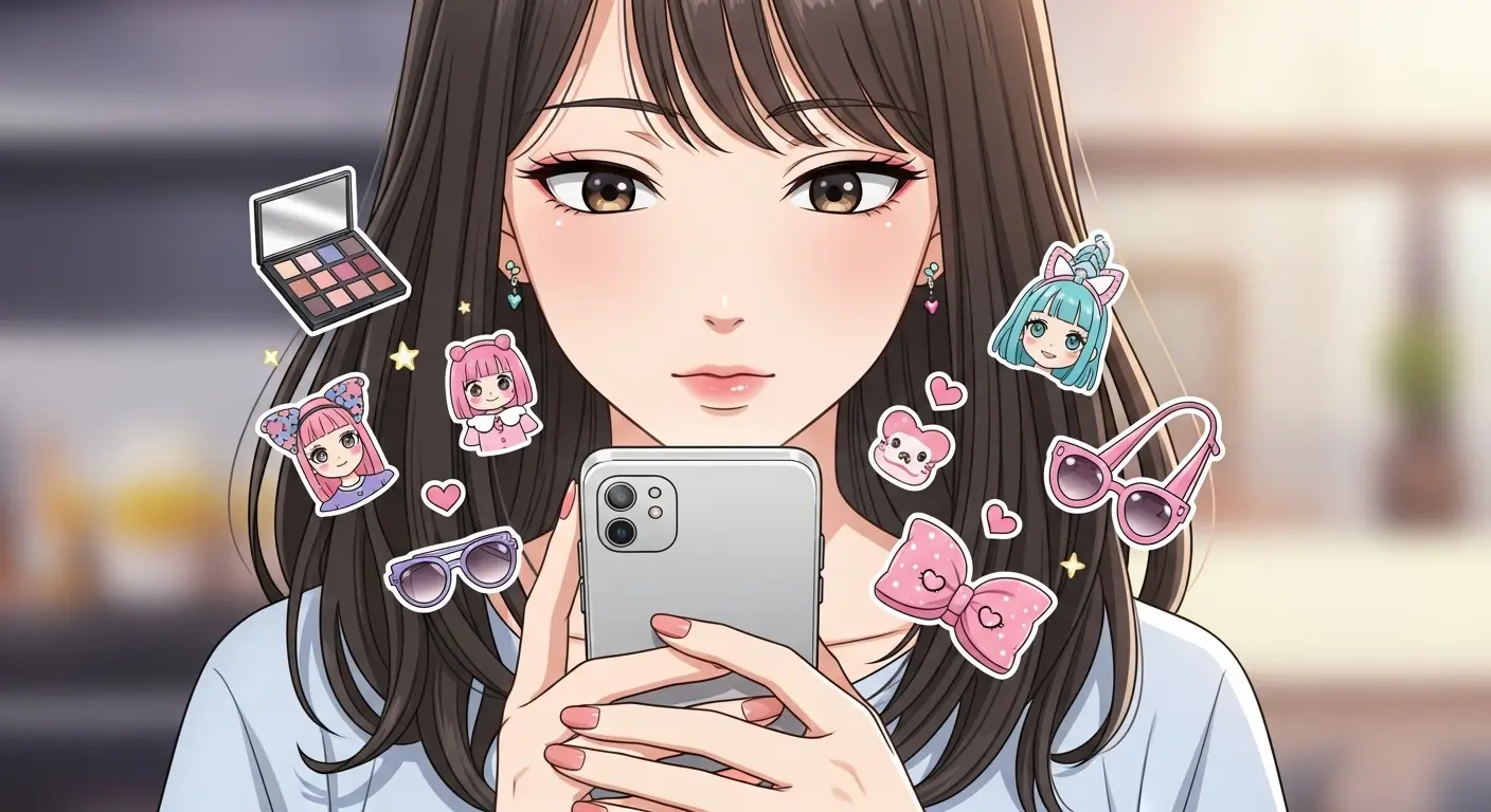 スマホで流行を調べる女子中学生