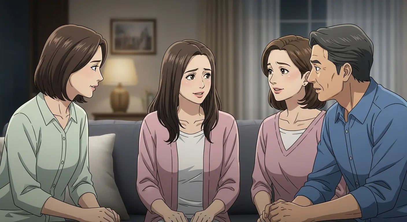 彼氏のことを親に話している女性