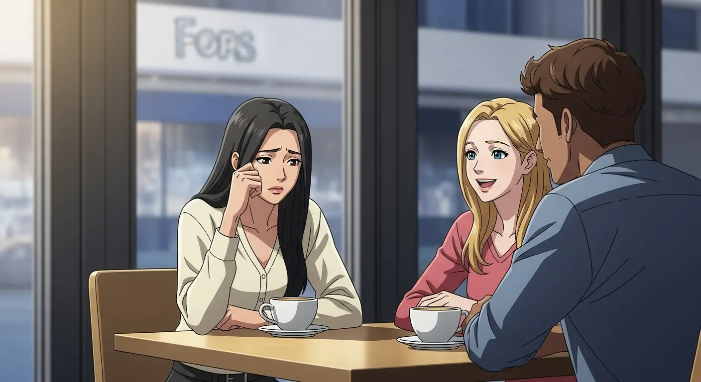 友人とカフェで話しながら悩んでいる女性