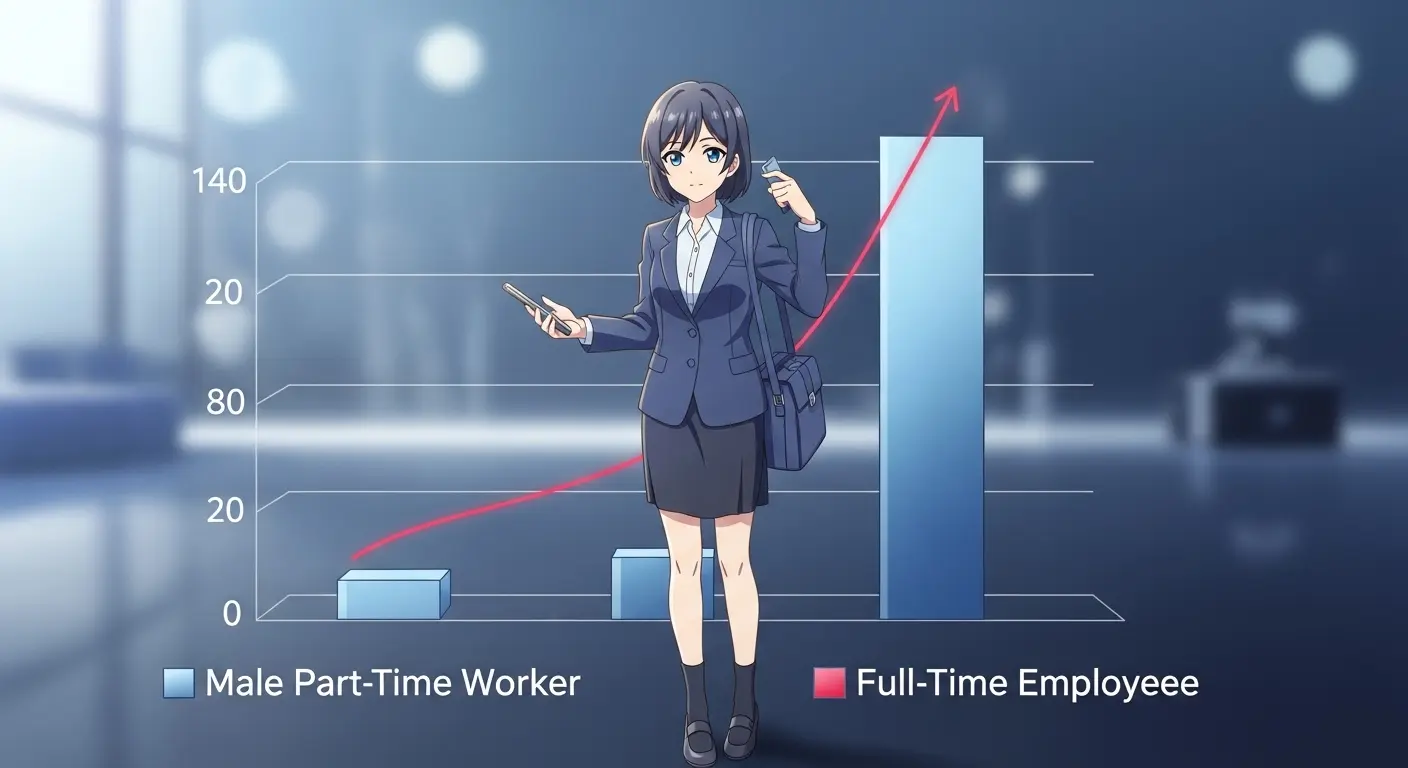 正社員とフリーターの収入の差を示すグラフ
