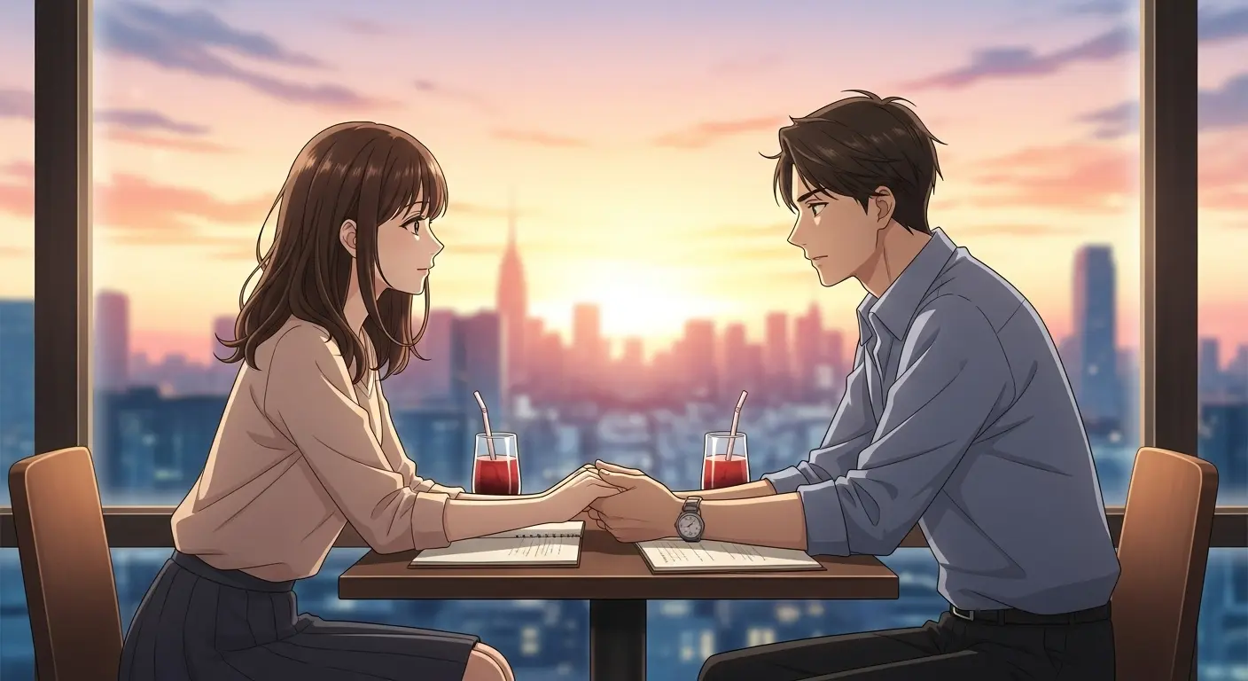 30代のカップルが将来について真剣に話し合っている様子