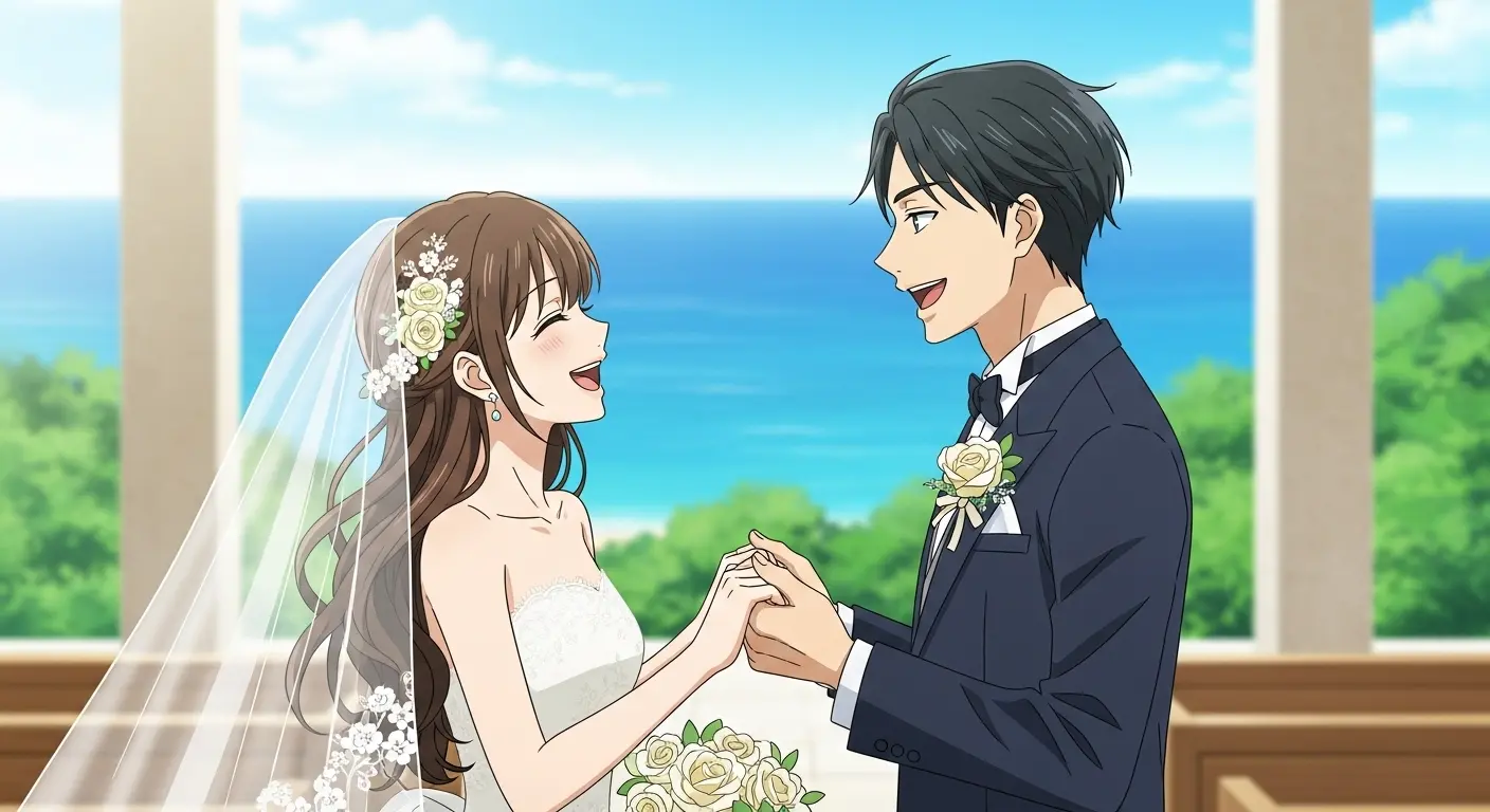 幸せそうな新郎新婦