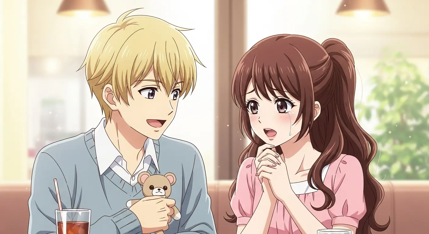 テーブル越しに向かい合って話し合う男女