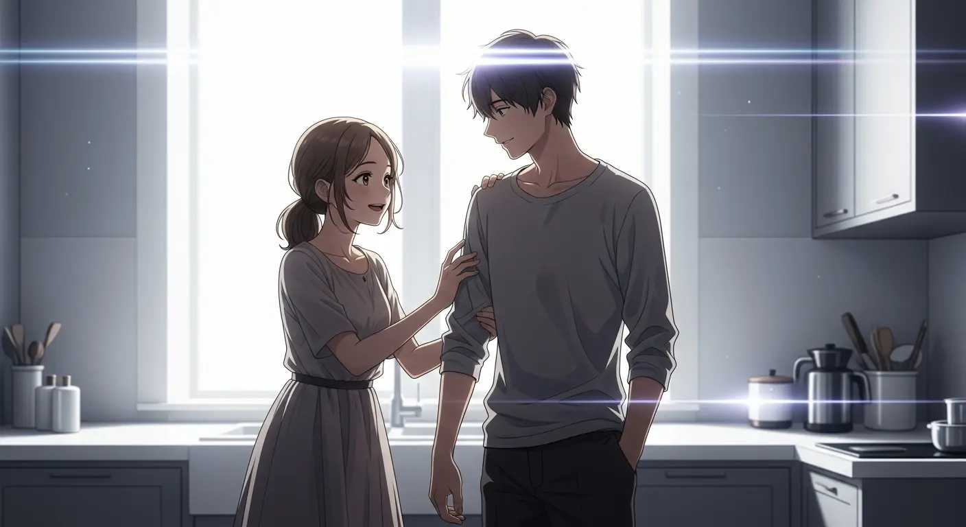 行動で愛情を表現する彼を褒める女性