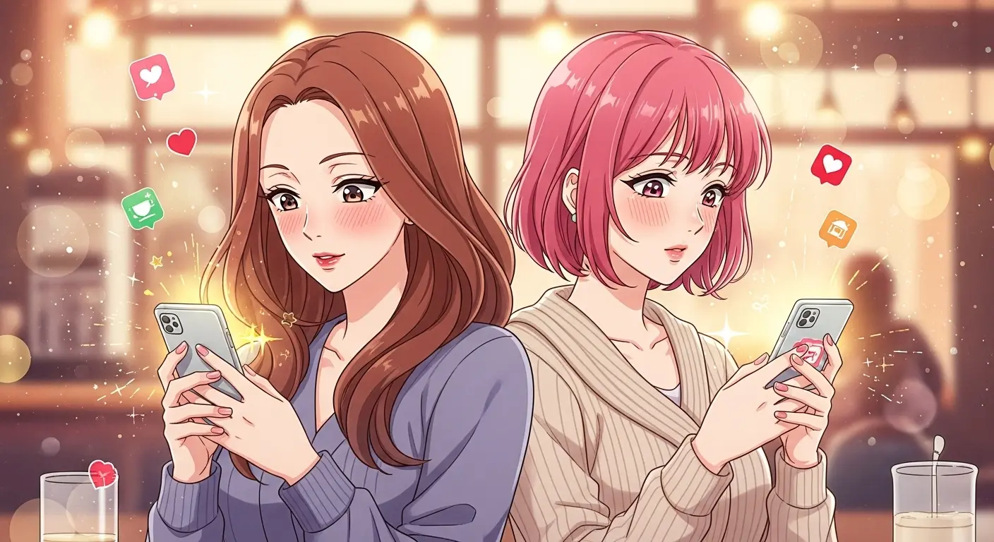 マッチングアプリを利用する女性