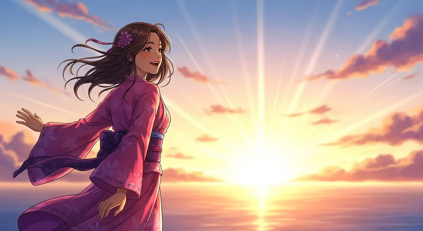 明るい未来へ進む女性