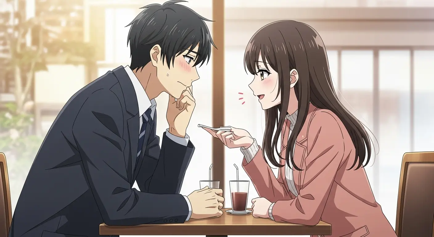 男性に褒め言葉を伝える女性