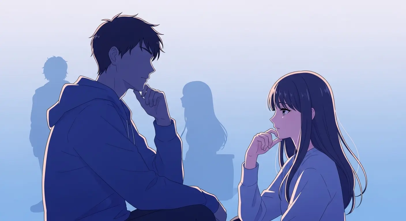 付き合って1年目の男性が関係性について考える思考のイメージ