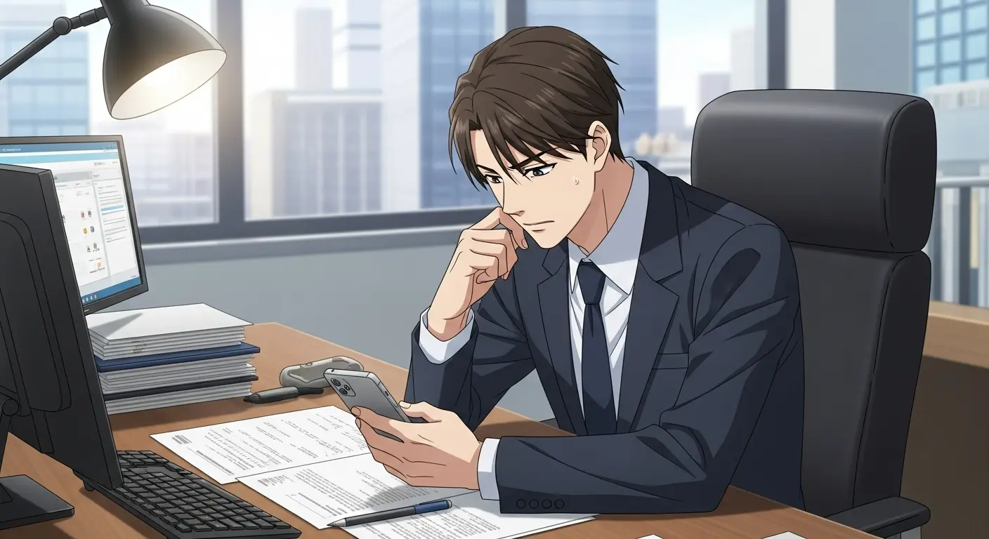 指をいじる男性