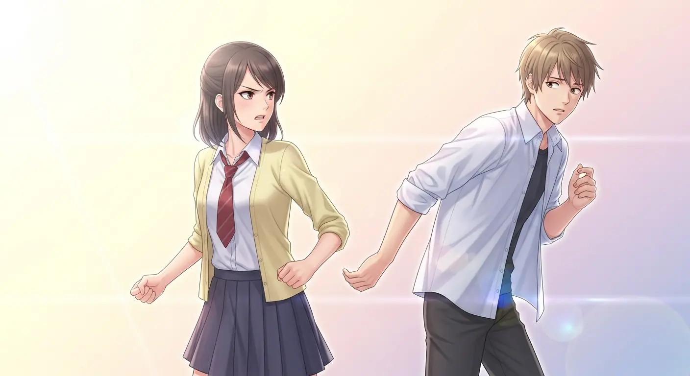 好き避けの男性に問い詰める女性