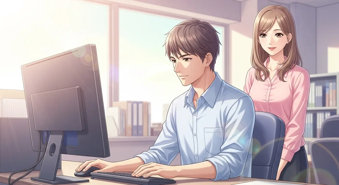 職場で好き避けをする男性の様子