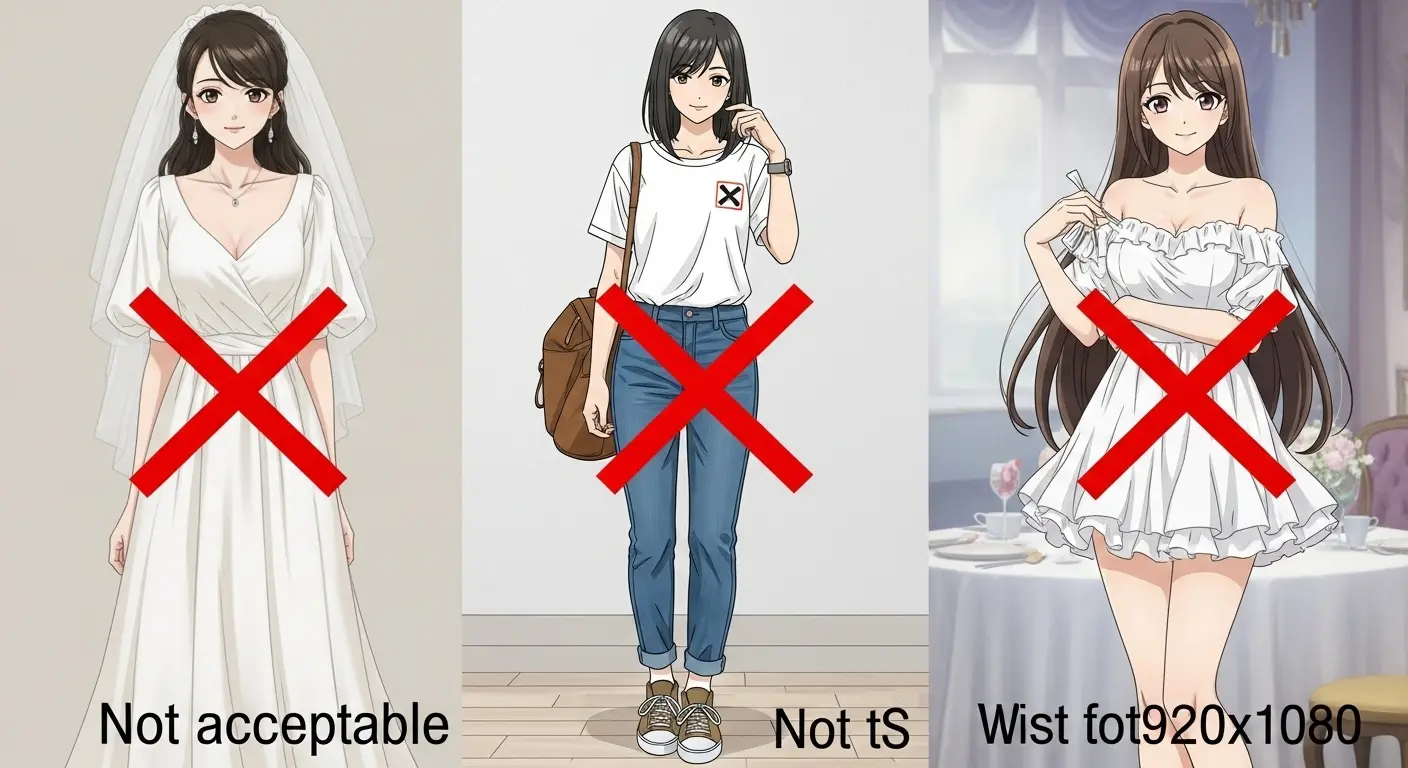 結婚式二次会で避けるべき女性のNG服装例
