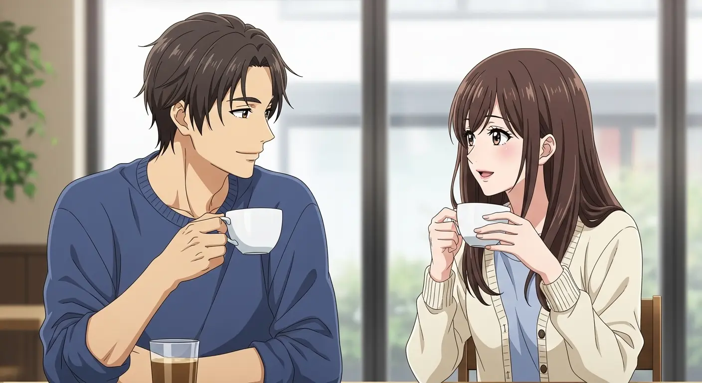 カフェで友情を育む男女の友人