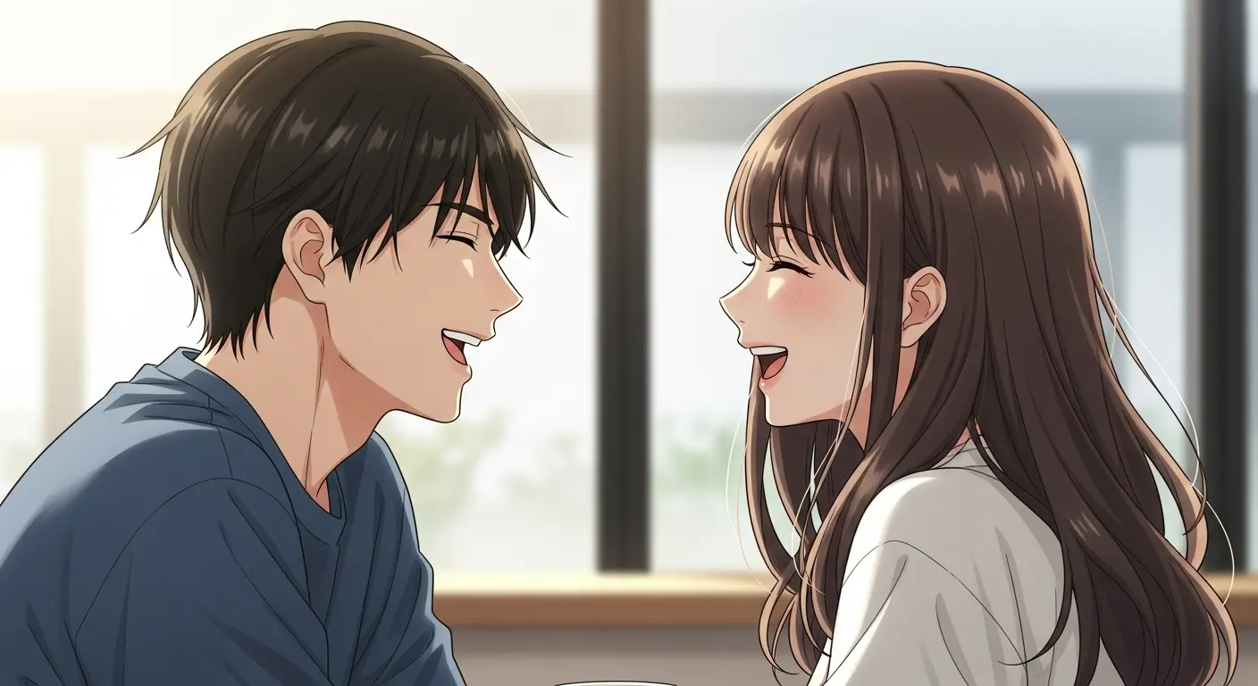 男女の友情が成立し、楽しく会話する友人
