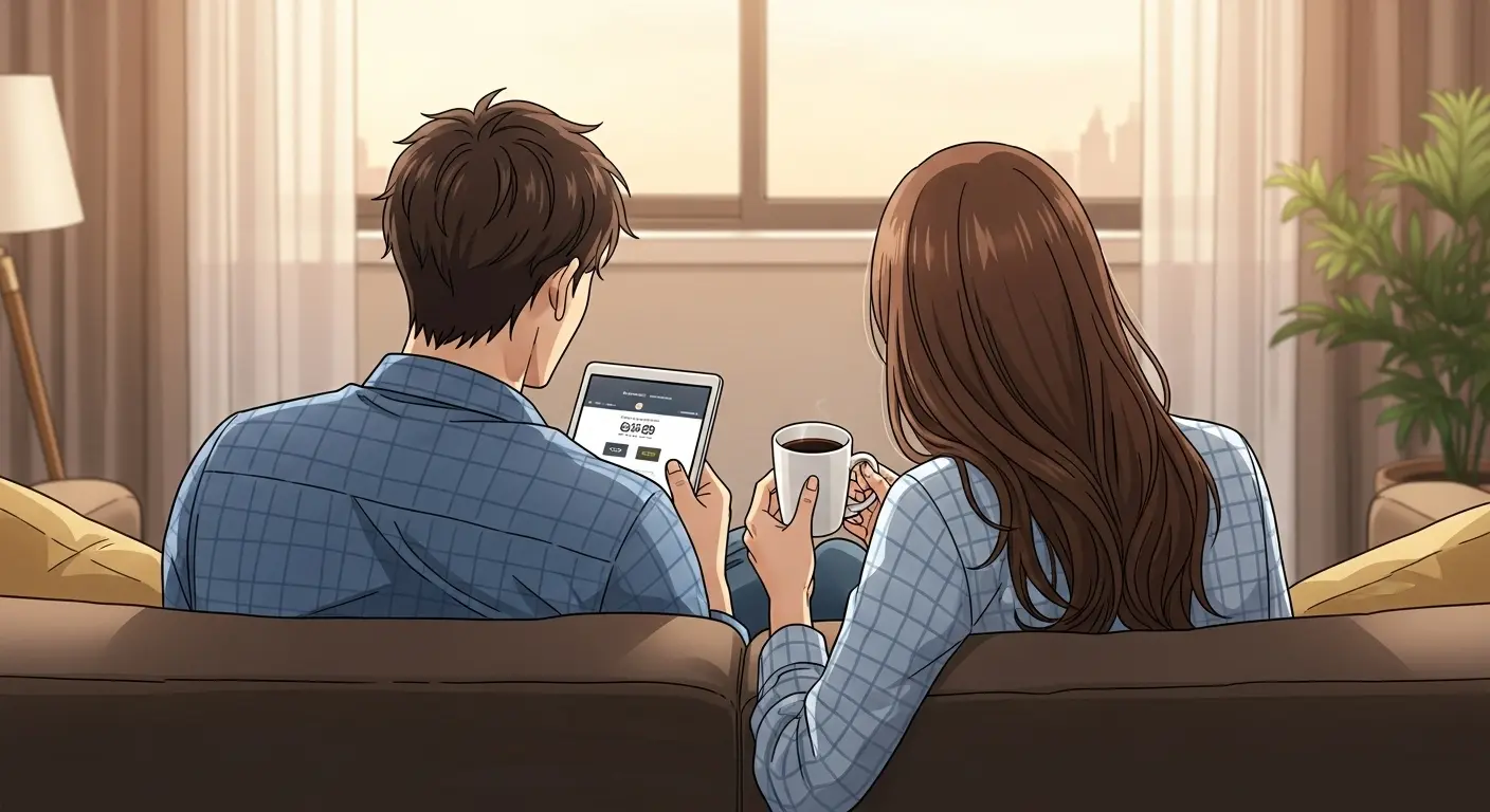リビングで穏やかな時間を過ごす結婚を意識するカップル