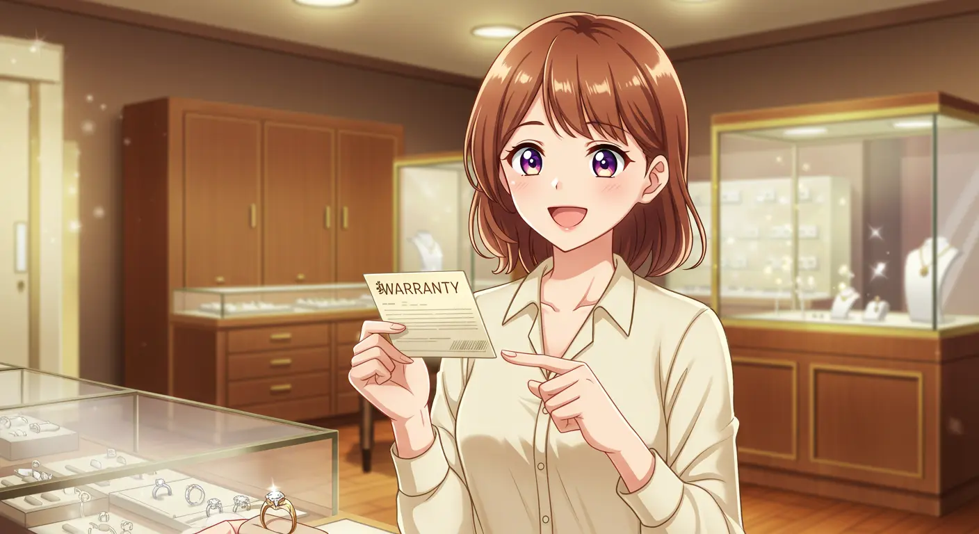 指輪のアフターサービスを説明する店員