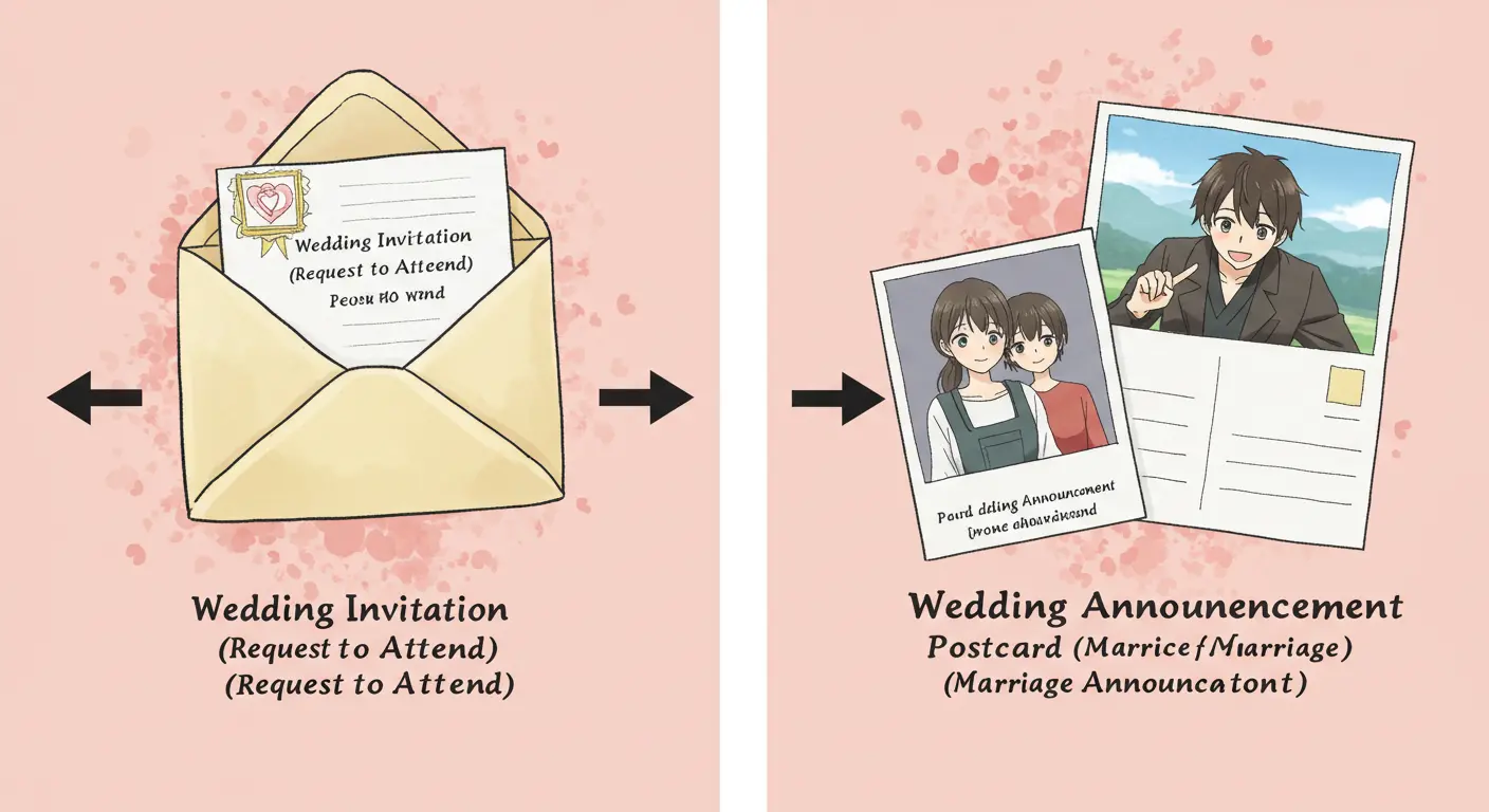 結婚式の招待状と結婚報告ハガキの違い