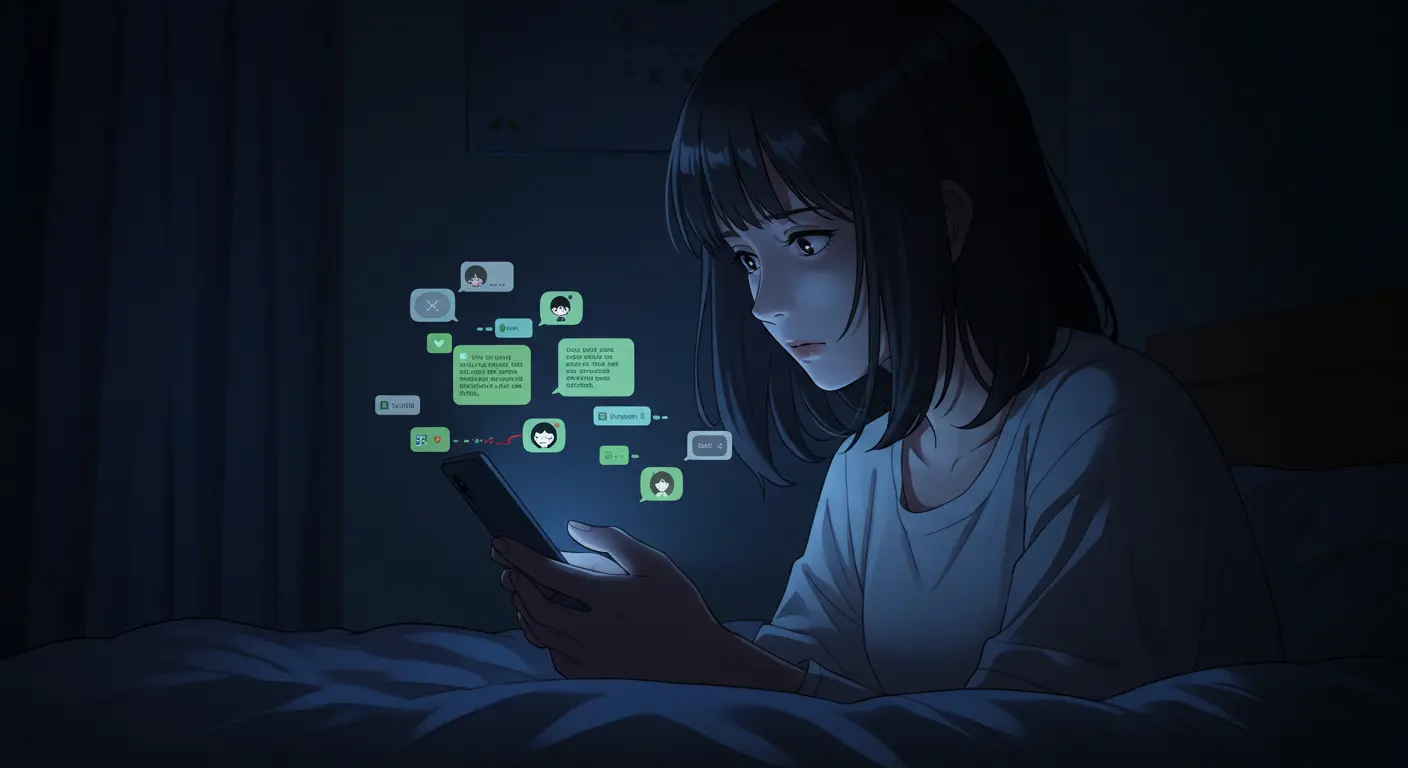 自己中心的な彼氏からのLINE返信を待つ女性