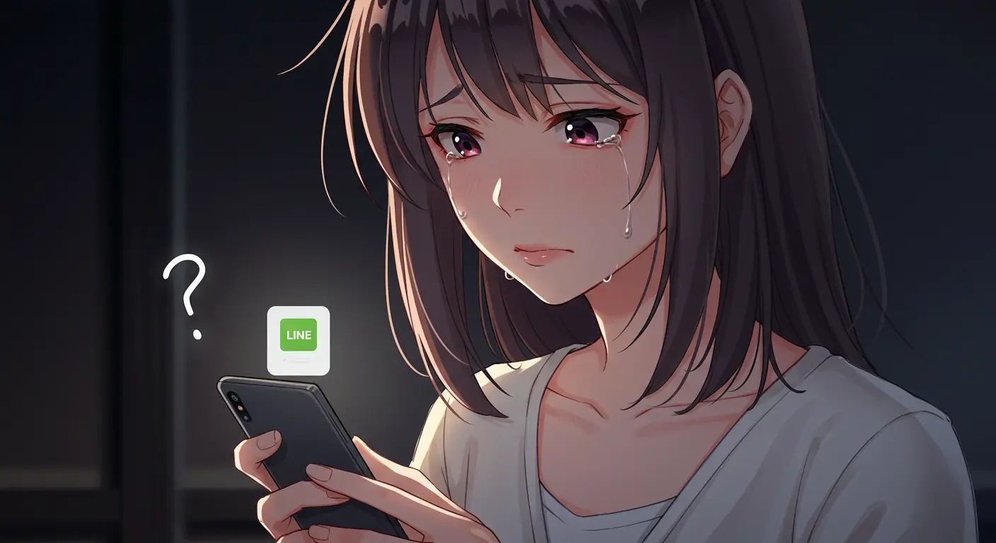 彼氏にLINEを既読無視されて不安な表情の女性