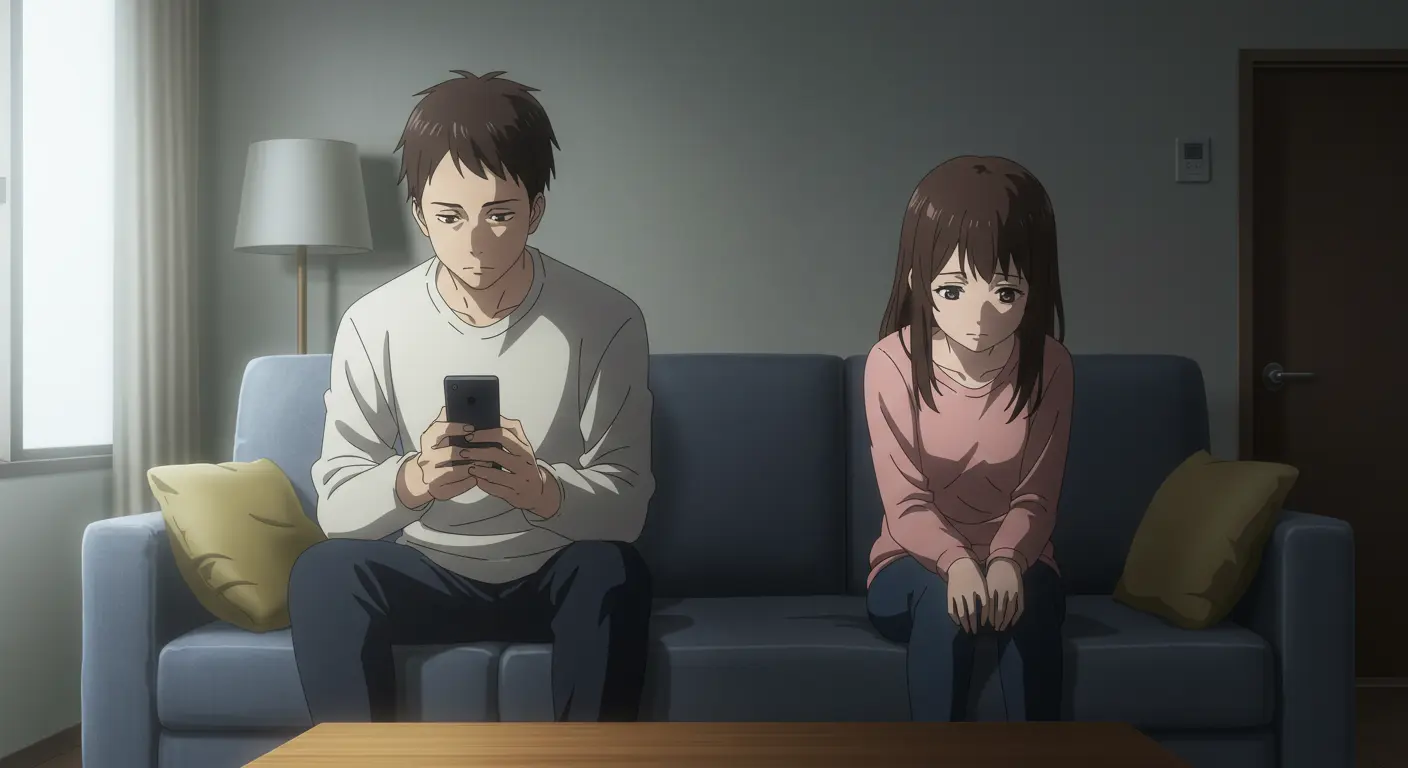彼氏のそっけない態度に寂しさを感じる彼女