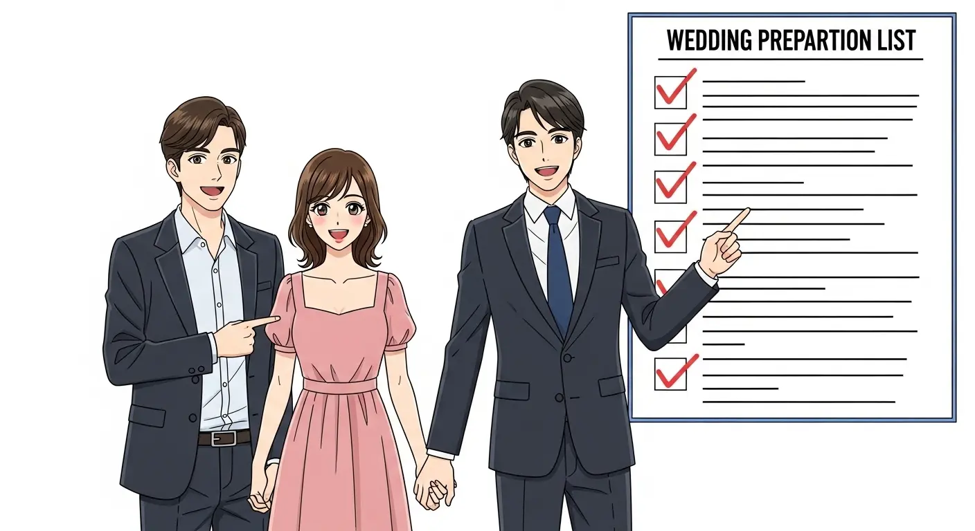 結婚準備リストを確認するカップル