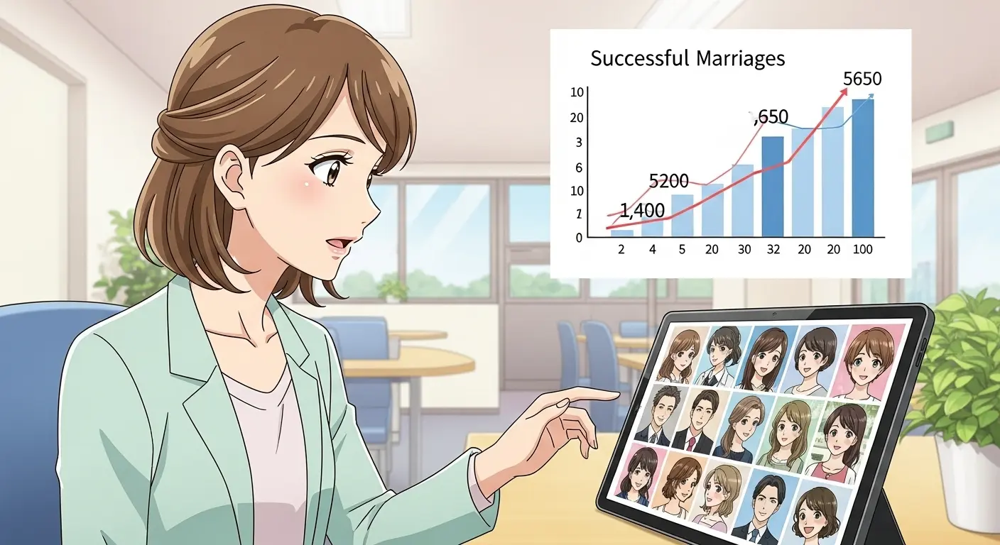 結婚相談所の成婚実績を確認する女性