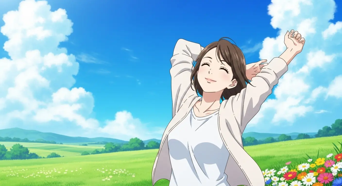 婚活疲れを自然の中で癒す女性