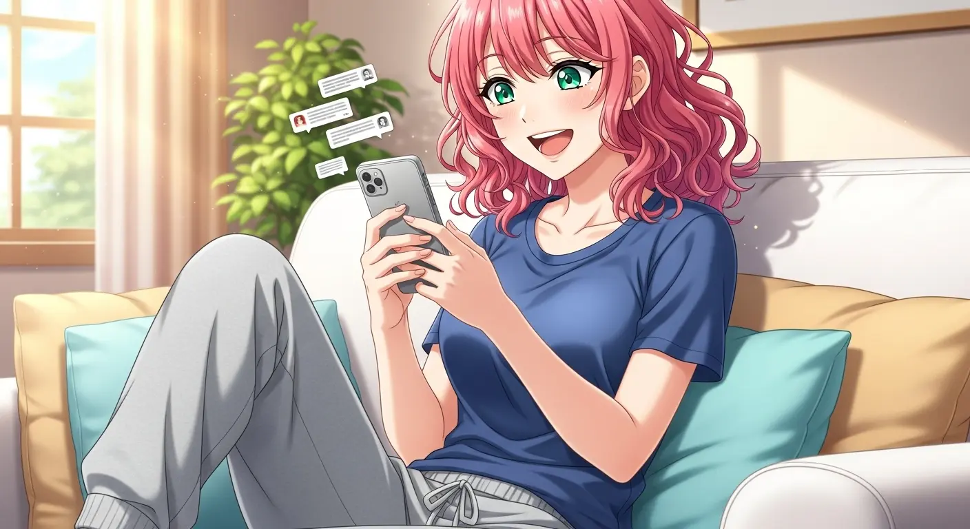 マッチングアプリで丁寧なメッセージを送る女性