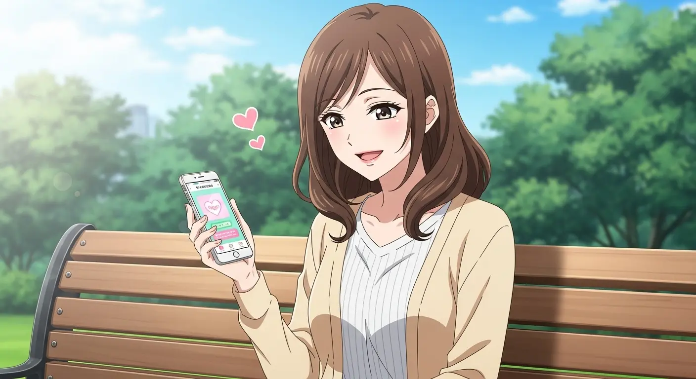マッチングアプリでの婚活を楽しむ女性