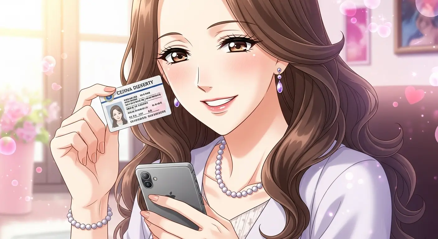マッチングアプリの本人確認をする手元