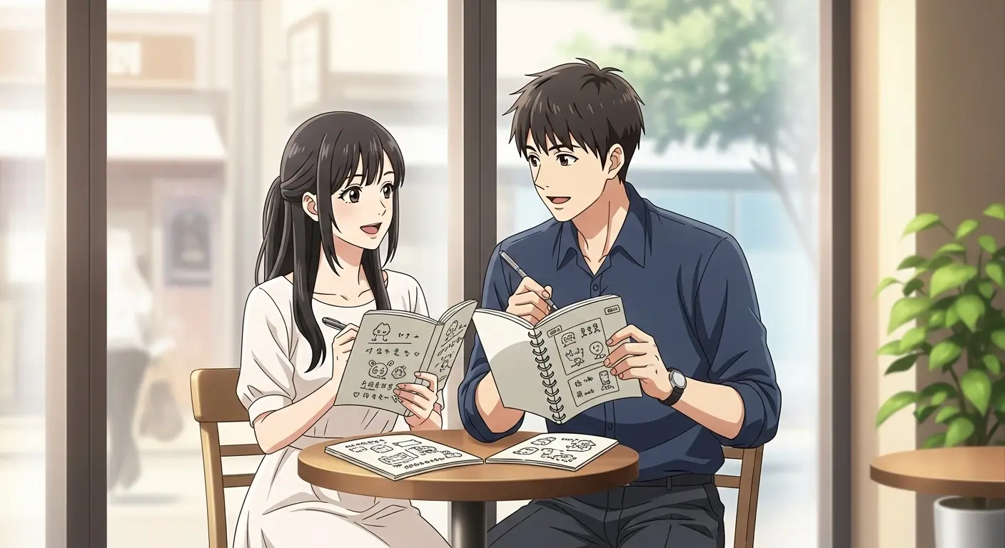 結婚式のテーマを話し合うカップル