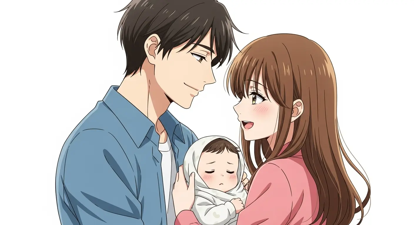 新しい家族が増え、喜び合う夫婦