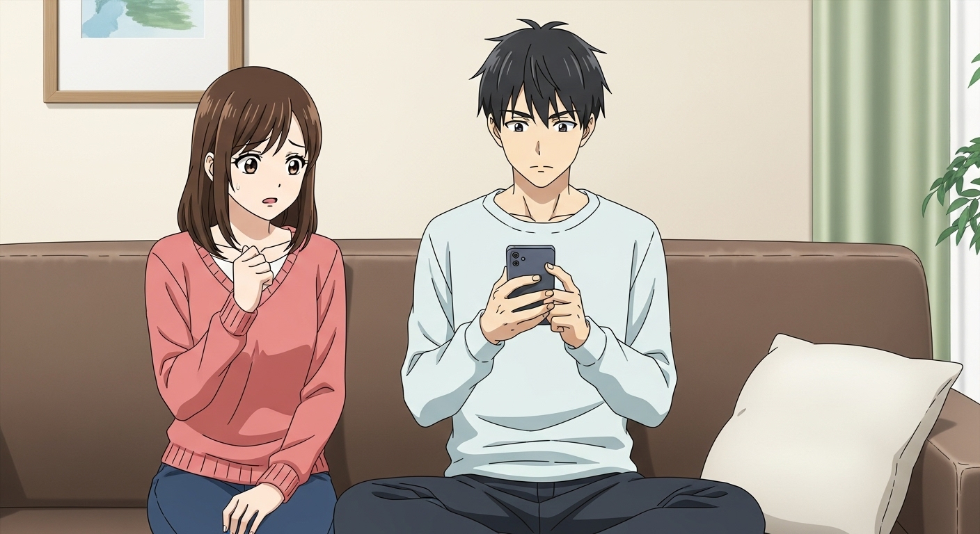 ながら聞きをする男性