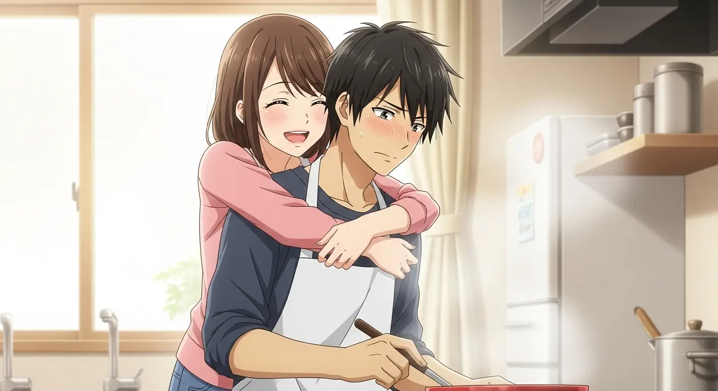 手料理を振る舞う彼を褒める彼女
