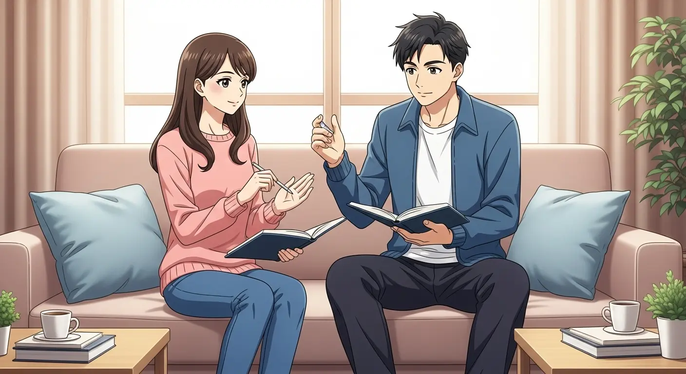 対等な立場で話し合うカップル
