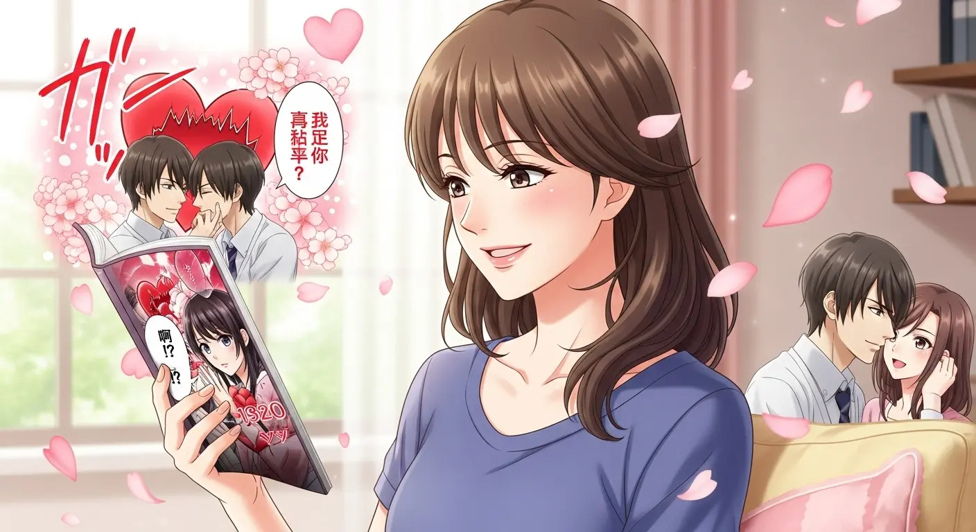 無料恋愛漫画を楽しむ女性