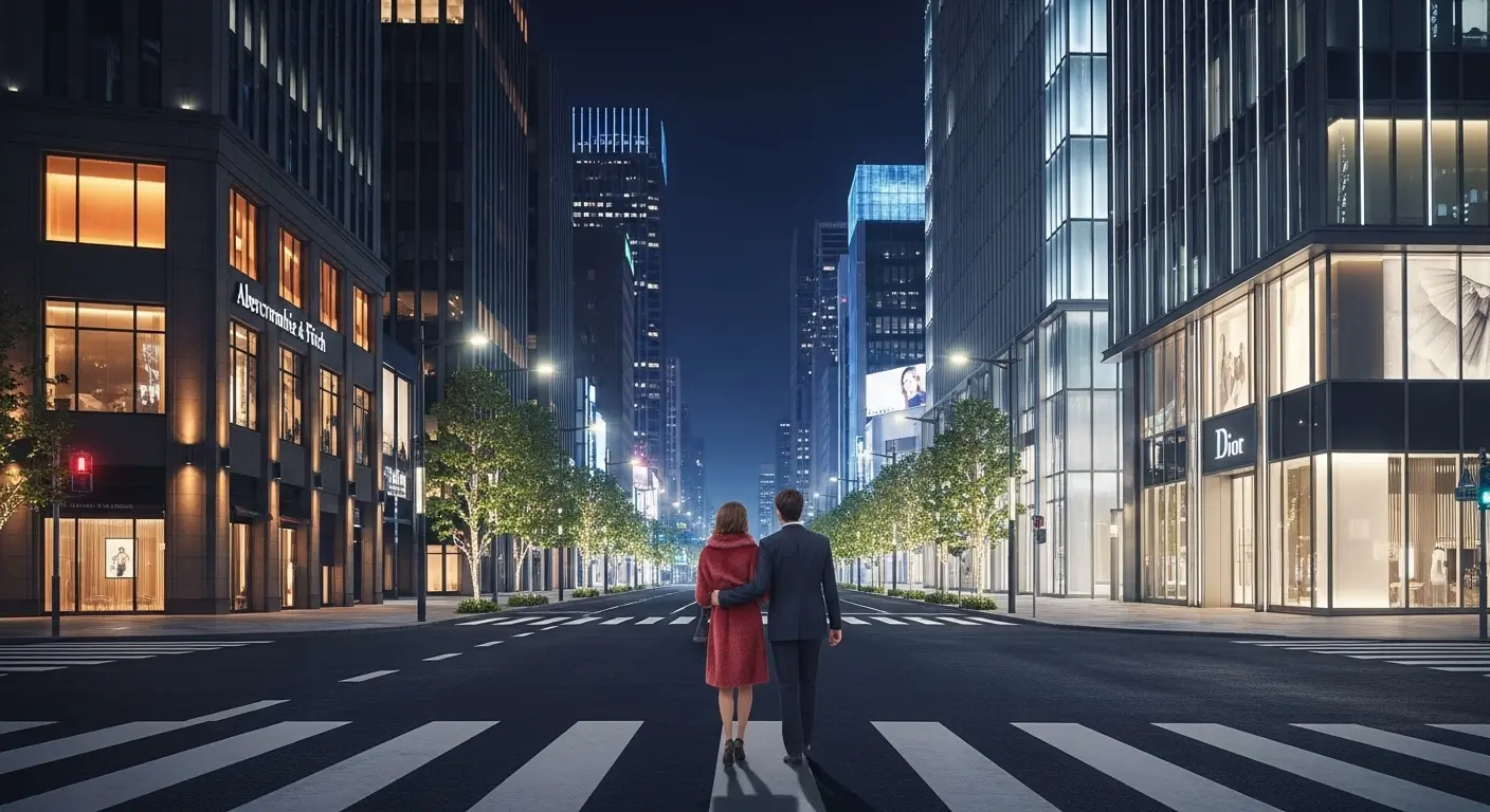 銀座の夜を楽しむカップル