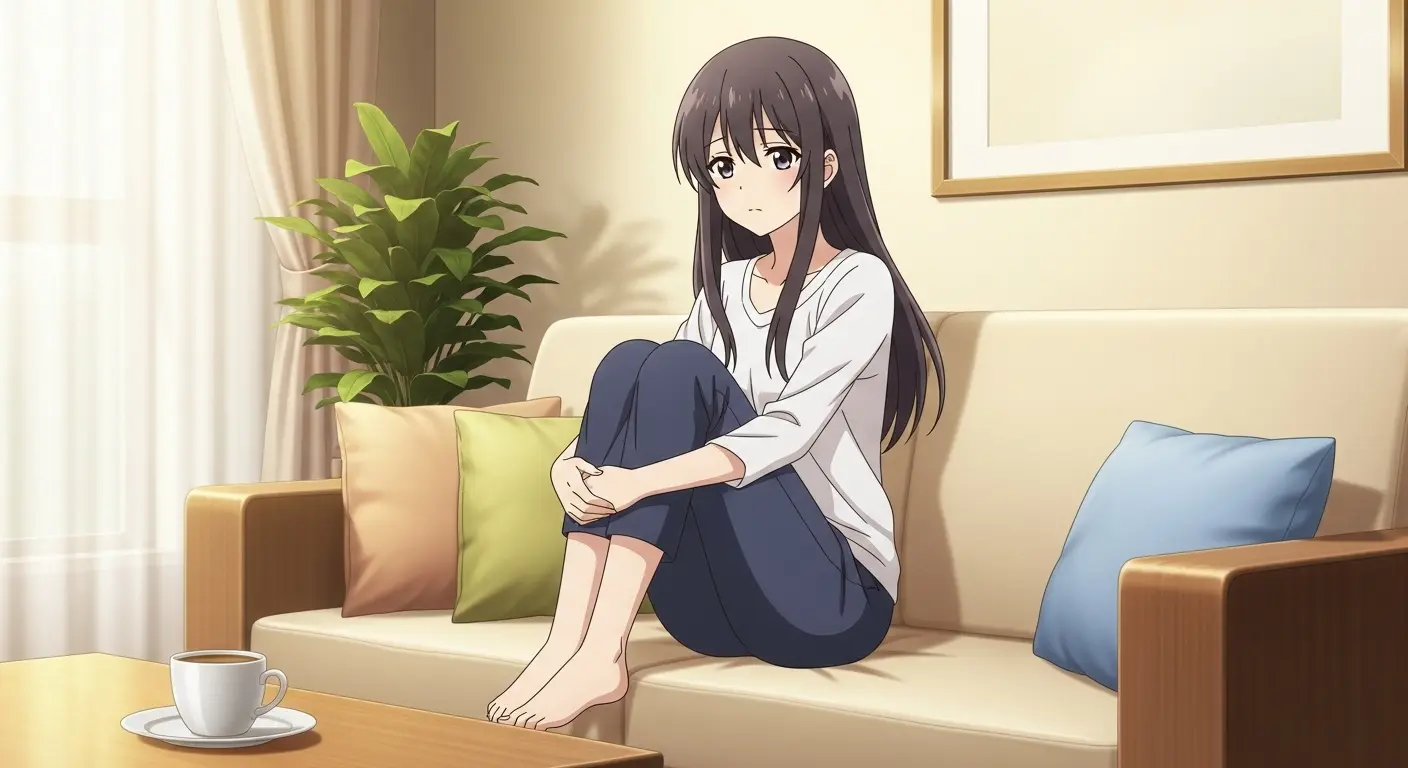 疲れて足を組む女性