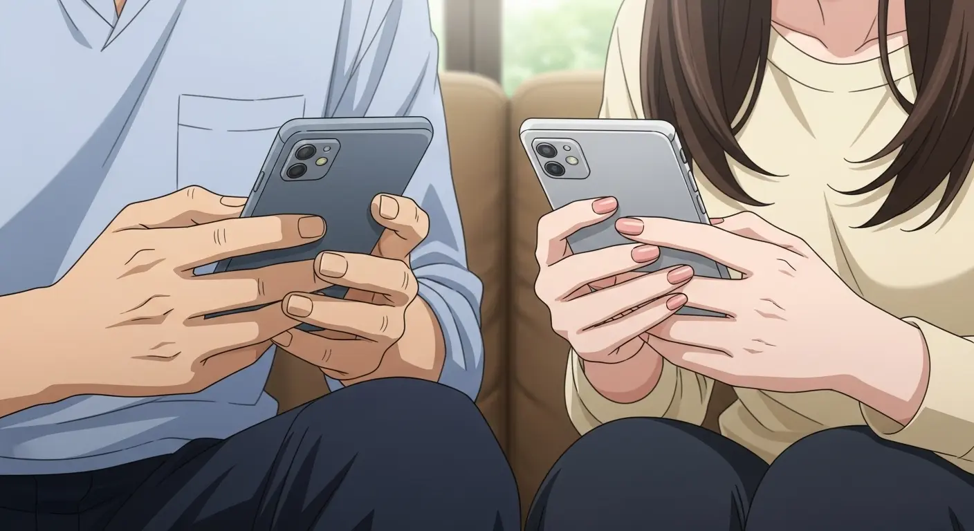  LINEで好きな人とメッセージをやり取りする手元